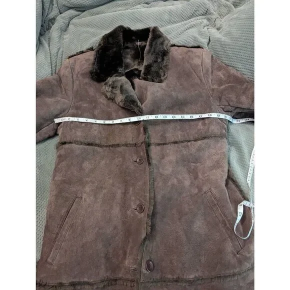 Vintage Brandon Thomas Women's Large 100% Genuine Leather Overcoat Trench Coat - Picture 5 of 8